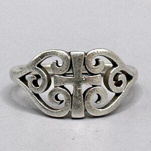 Retired James Avery Scroll Cross Ring Sterling Silver Openwork Size 8